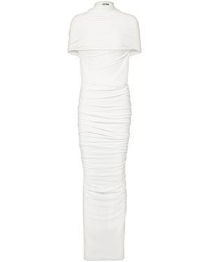 Jean Paul Gaultier Fringed Ruched Jersey Maxi Dress - White