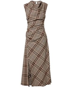 Jonathan Simkhai Burke Draped Plaid Dress - Natural