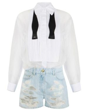Elisabetta Franchi Bow Tie Distressed Romper Suit - Blue
