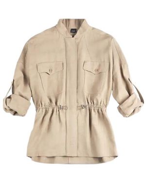 Fay Drawstring Overshirt Jacket - Natural