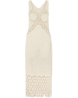Rabanne Pearl-Embellished Crochet Midi Dress - White