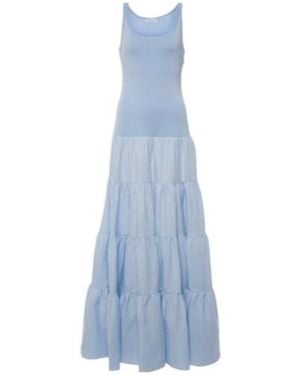 Gabriela Hearst Pozas Tiered Linen Maxi Dress - Blue