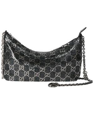Gucci Metallic Evening Bag With Charm - Gray