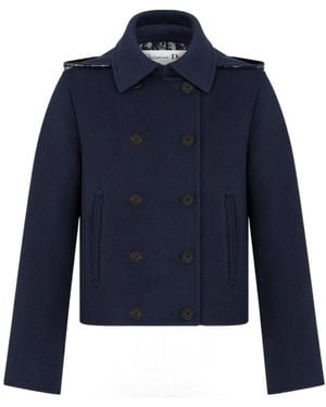Dior Double-Breasted Peacoat - Blue
