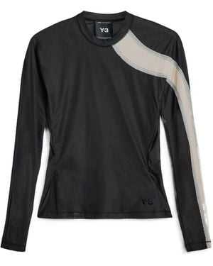 Y-3 Sheer Panel Long Sleeve Performance Top - Black
