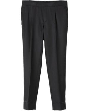 Brioni Elastic-Waist Wool Trousers - Black
