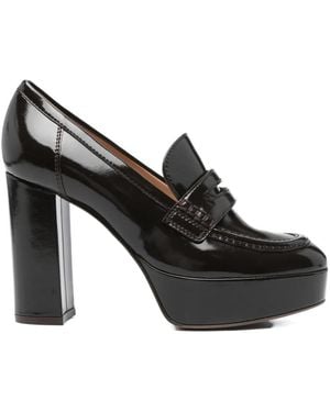 Gianvito Rossi Patentleather Highheeled Loafers - Black