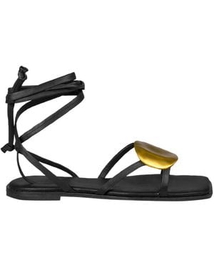 Vic Matié Baron Ankle-Tie Flat Sandals - Black