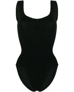 Reina Olga One Piece Ribbed Swimsuit - Black