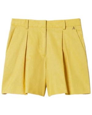 Twinset Lurex-Detail Tailored Shorts - Yellow