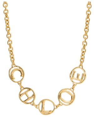 Chloé Script Circle Logo Necklace - Metallic