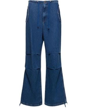 Dion Lee Wide-Leg Denim Trousers With Elastic Waist - Blue