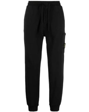 Stone Island Compass-Applique Cotton Track Pants - Black