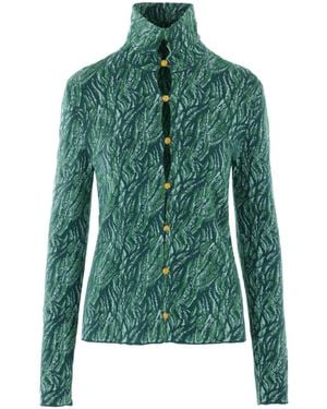 Bottega Veneta Long Sleeved Jacquard Cardigan - Green