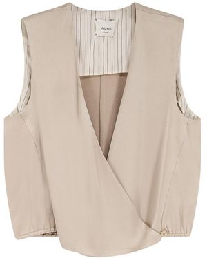 Alysi V-Neck Wrap Sleeveless Top - Natural