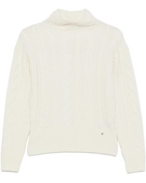 Herno Cable-Knit Roll-Neck Sweater - White