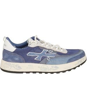 Premiata Appliqué Paneled Sneakers - Blue