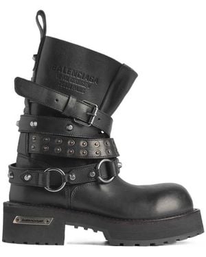 Balenciaga Buckle Detailed Boots - Black