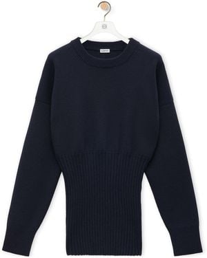 Loewe Dropped Shoulder Knitted Jumper - Blue