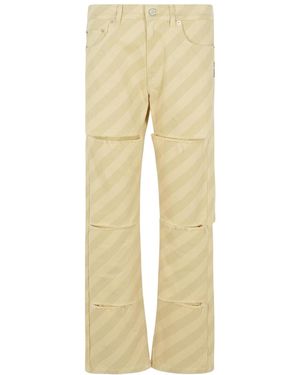 Marni Striped Straight Leg Jeans - Natural