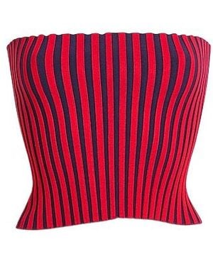 Tory Burch Two-Tone Knit Tube Top - Red