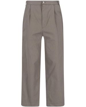 Low Classic Pleated Straight-Leg Pants - Gray