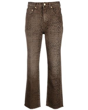 Golden Goose Leopard Printed Flared Jeans - Grey