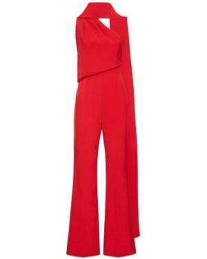 Roland Mouret Asymmetric Crepe Jumpsuit - Red