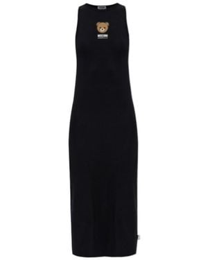 Moschino A07014410 Teddy Bear Printed Sleeveless Dress - Black