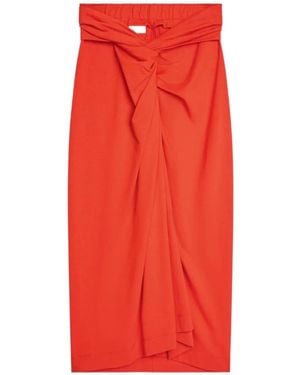Dries Van Noten Knotted Jersey Midi Skirt - Red