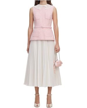 Self-Portrait Boucle Lace Collar Midi Dress - Pink