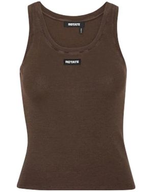 ROTATE BIRGER CHRISTENSEN Logo Ribbed Top - Brown