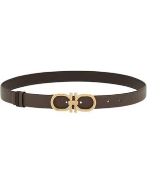 Ferragamo Adjustable Gancini Reversible Belt - White