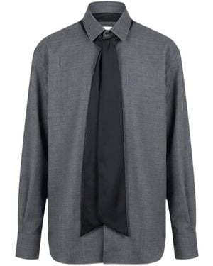 Sacai Pussy-Bow Layered-Detail Shirt - Grey