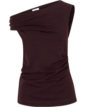 Dries Van Noten Ruched Cotton-Jersey Blouse - Purple