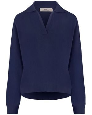 arch4 V-Neck Polo-Collar Sweater - Blue