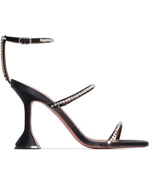 AMINA MUADDI Gilda 95 Logo Embossed And Crystal Detail Sandals - Black