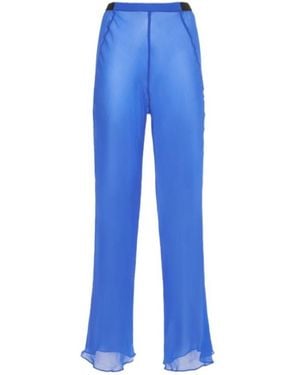 Christopher Esber Silk Chiffon Sheer Wide Leg Pants - Blue