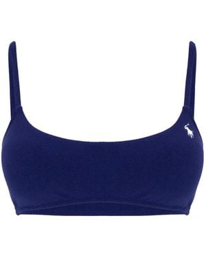 Ralph Lauren Embroidered Little Pony Bikini Top - Blue