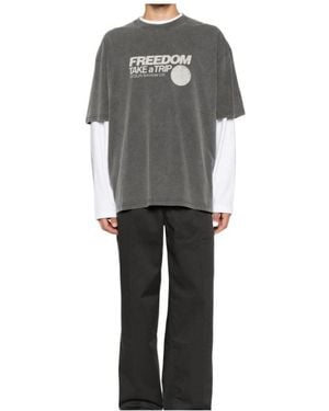 7 For All Mankind Graphic-Print Crew-Neck T-Shirt - Grey