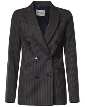 Ottod'Ame Ottod'Ame Striped Double-Breasted Blazer - Black