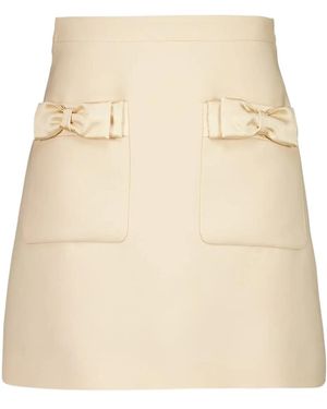 Valentino Bow Detailed A-Line Mini Skirt - Natural