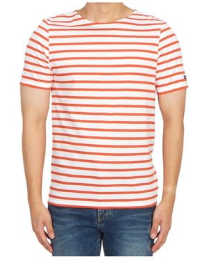 Saint James Striped Printed T-Shirt - Red