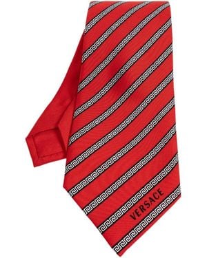 Versace Printed Silk Twill Tie - Red