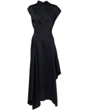 Victoria Beckham Draped Satin Midi Dress - Black