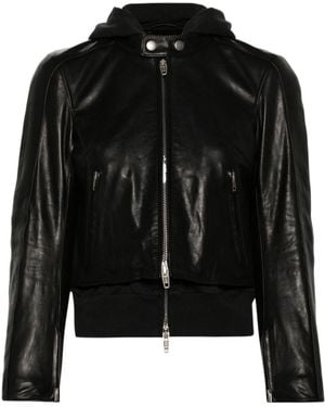 Balenciaga Layered-Detail Leather Jacket - Black