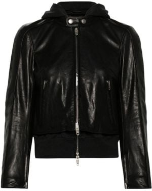 Balenciaga Layered-Detail Leather Jacket - Black