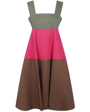 Marni Colourblock Empire Midi Dress - Pink