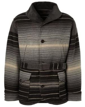 RRL Striped Wool And Cotton Jacquard Coat - Black