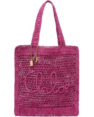 Chloé Chloé Summer Banana Logo Detailed Tote Bag - Pink
